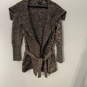 Gap Womens Brown Lamb Wool Cotton Drape Collar Knit Cardigan Sweater Size M